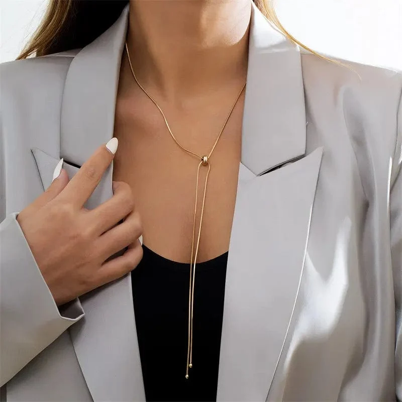 Einfache lange Quastenkette Halskette für Frauen Trendy verstellbare Chokerhalskette 2024 Modeschmuck Kette am Hals Mädchen Geschenke