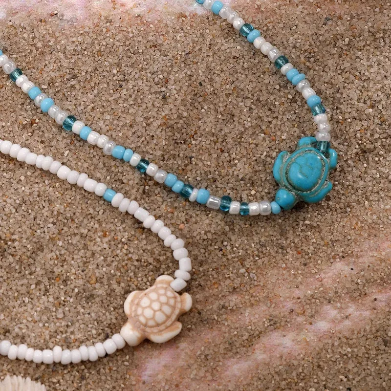 Mehrlagige kleine Rocailles-Ketten mit Seestern-Schildkröten-Halskette für Frauen, trendiger Kragen am Hals, 2023, Modeschmuck für Frauen