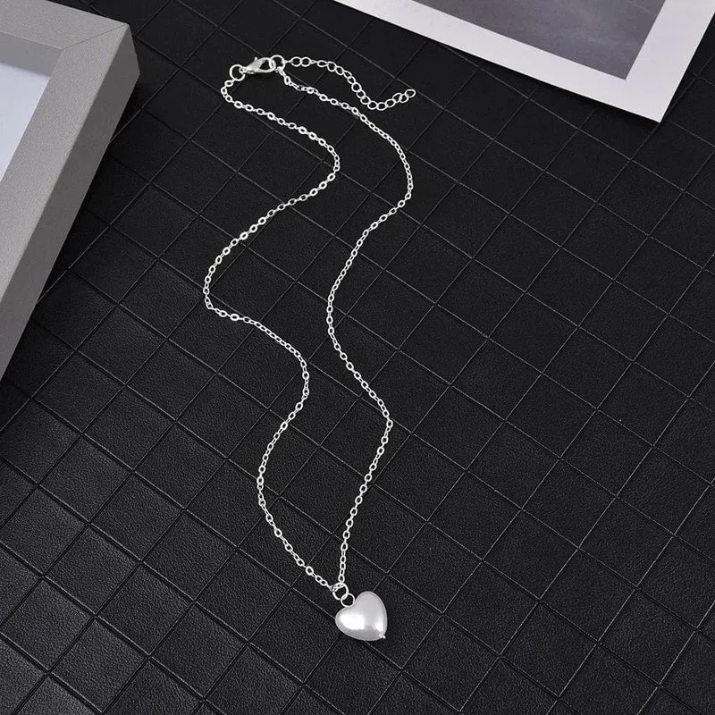 SUMENG 2024 Neue Mode Kpop Perle Halsband Halskette Nette Doppel Schicht Kette Anhänger Für Frauen Schmuck Mädchen Geschenk