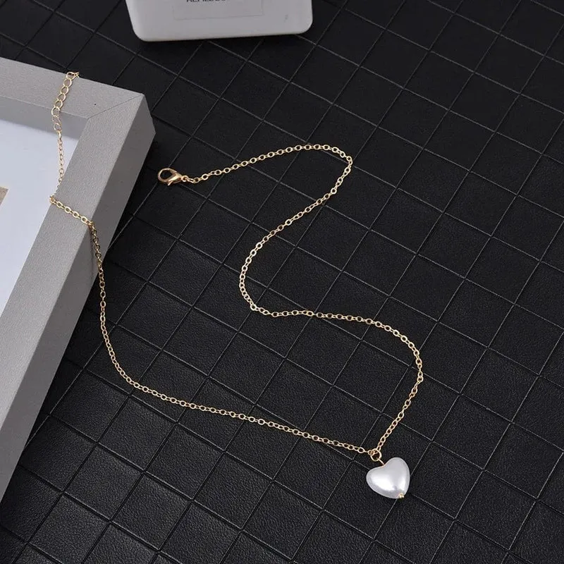 SUMENG 2024 Neue Mode Kpop Perle Halsband Halskette Nette Doppel Schicht Kette Anhänger Für Frauen Schmuck Mädchen Geschenk