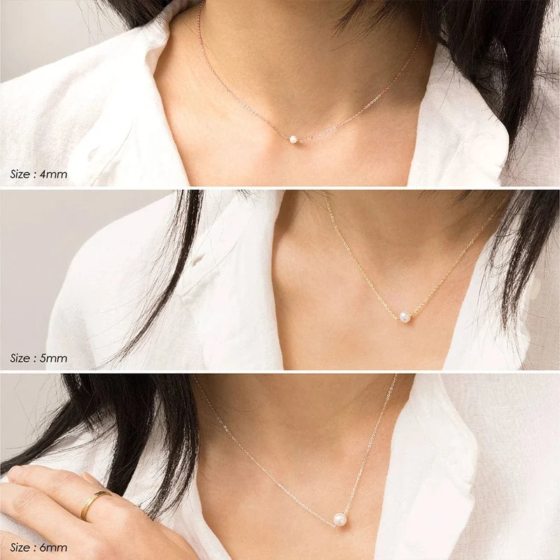 e-Manco Edelstahl-Halsband mit Perlenimitat für Damen, goldfarben, mehrlagige Halskette
