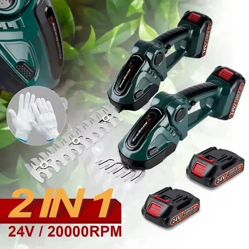 NEWBENY 2 IN 1 Elektrische Heckenschere Rasenmäher Haushaltsgarten Strauchschere Grasschere Elektrowerkzeug für Makita 18V Batterie