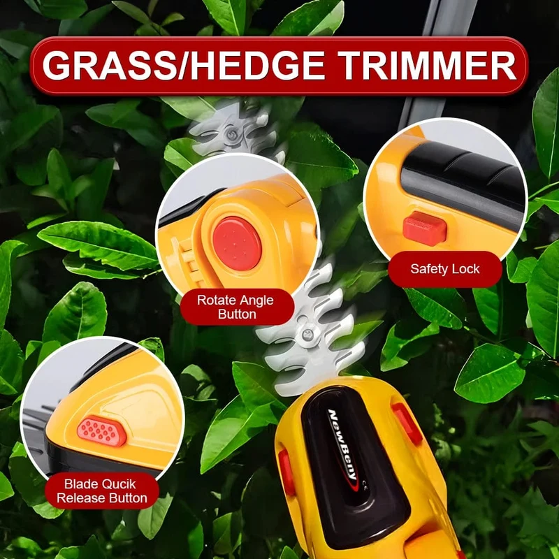 NEWBENY 2 IN 1 Elektrische Heckenschere Rasenmäher Haushaltsgarten Strauchschere Grasschere Elektrowerkzeug für Makita 18V Batterie