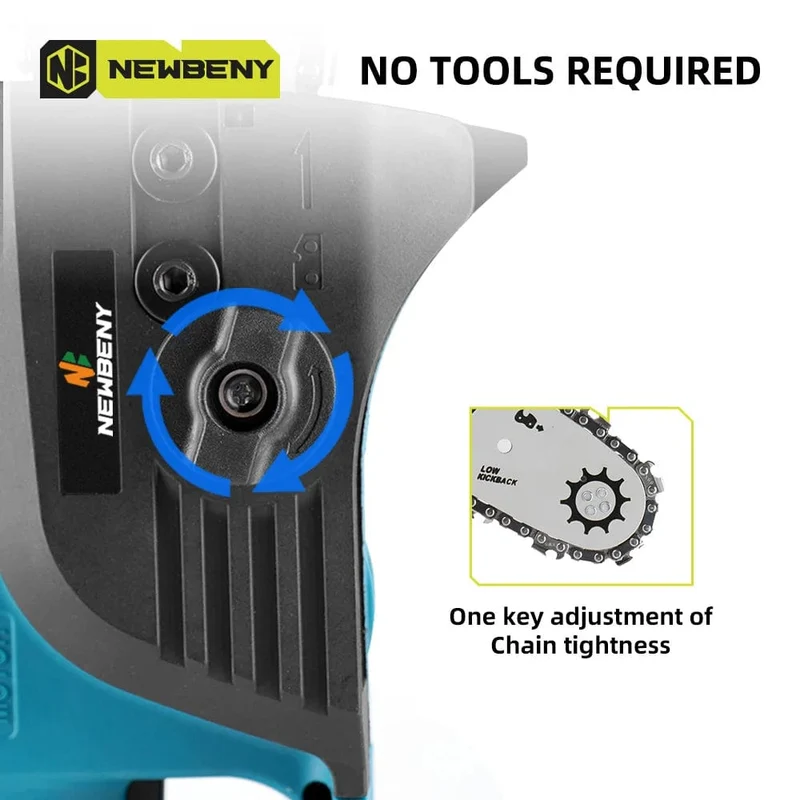 NEWBENY 12 Zoll bürstenlose elektrische Kettensäge, kabellos, wiederaufladbar, für die Holzbearbeitung, Garten, Astsäge, Werkzeug für Makita 18V Akku