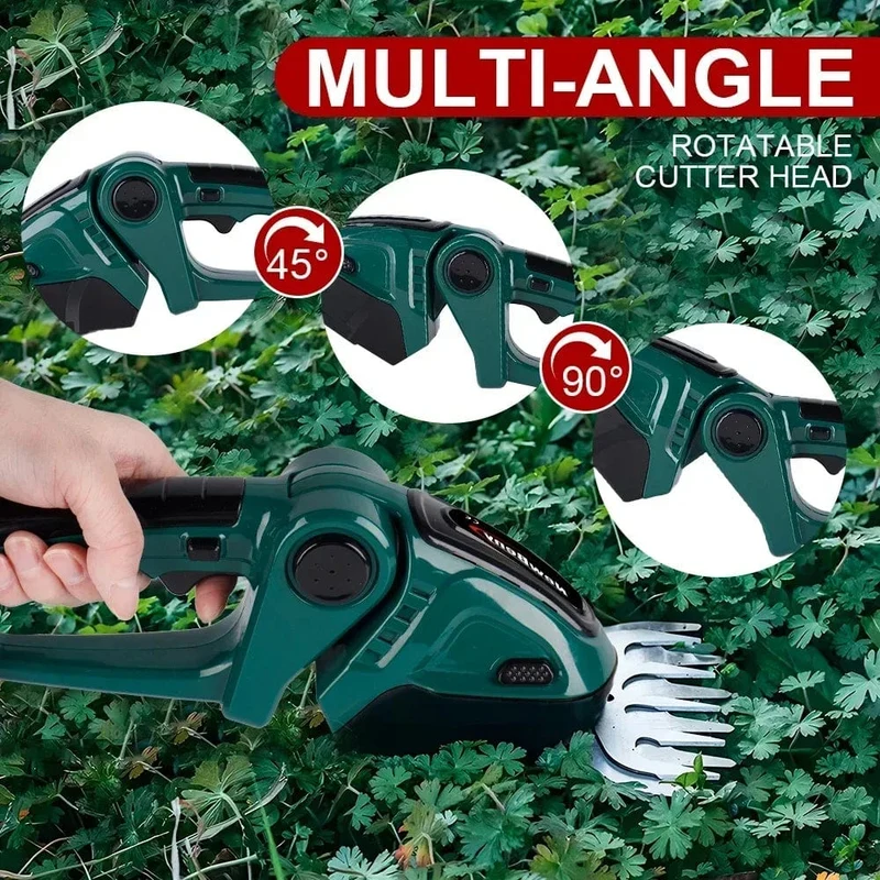 NEWBENY 2 IN 1 Handgehaltene elektrische Heckenschere, Gartengerät, 24 V, kabellos, wiederaufladbar, für den Haushalt, zum Jäten von Sträuchern und zum Beschneiden von Rasenmähern