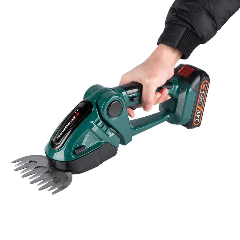 NEWBENY 2 IN 1 Handgehaltene elektrische Heckenschere, Gartengerät, 24 V, kabellos, wiederaufladbar, für den Haushalt, zum Jäten von Sträuchern und zum Beschneiden von Rasenmähern