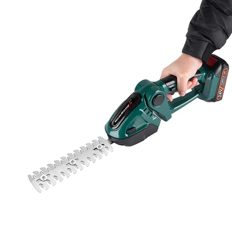 NEWBENY 2 IN 1 Handgehaltene elektrische Heckenschere, Gartengerät, 24 V, kabellos, wiederaufladbar, für den Haushalt, zum Jäten von Sträuchern und zum Beschneiden von Rasenmähern