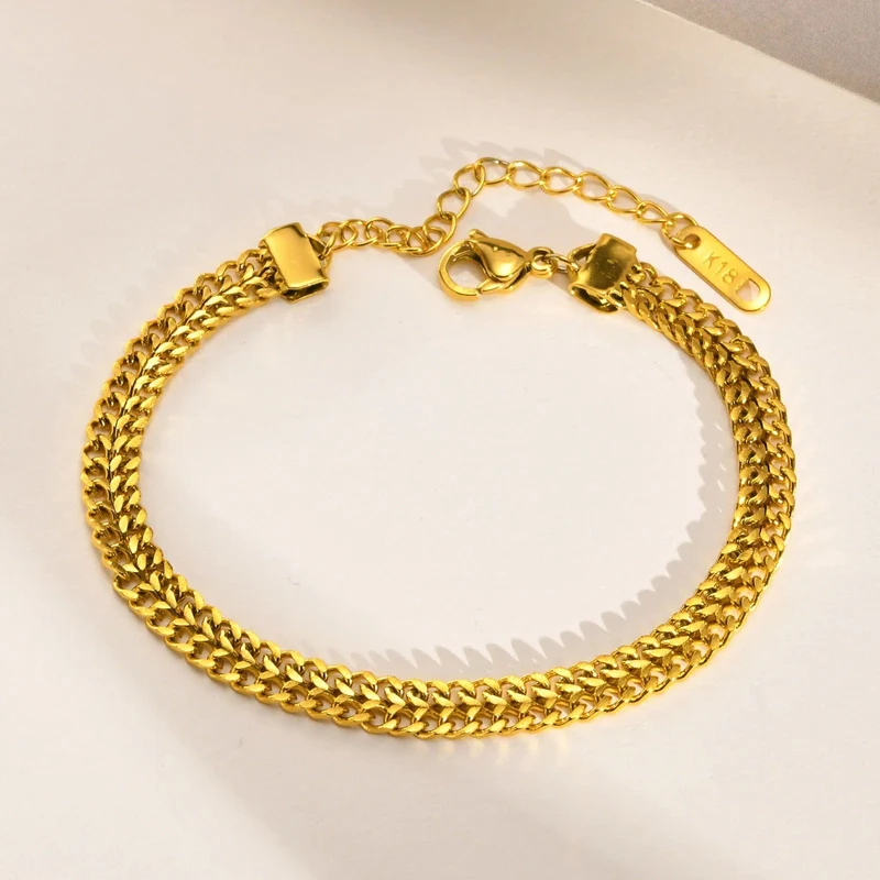 Vintage Mesh-Gliederarmband für Damen, dicke Kette, Edelstahl, modisches Handgelenk