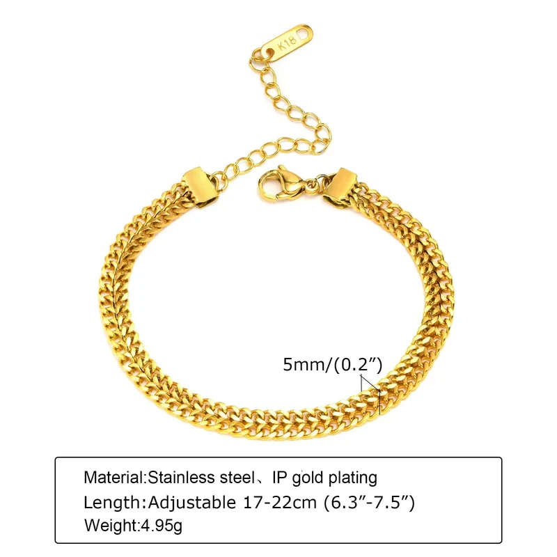 Vintage Mesh-Gliederarmband für Damen, dicke Kette, Edelstahl, modisches Handgelenk
