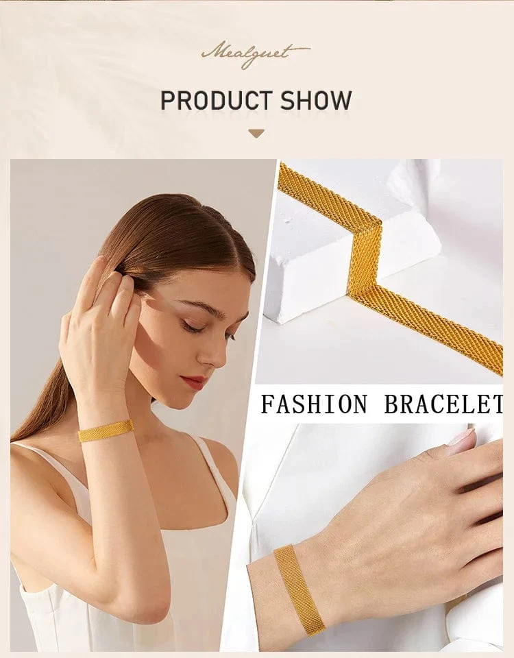 Vintage Mesh-Gliederarmband für Damen, dicke Kette, Edelstahl, modisches Handgelenk