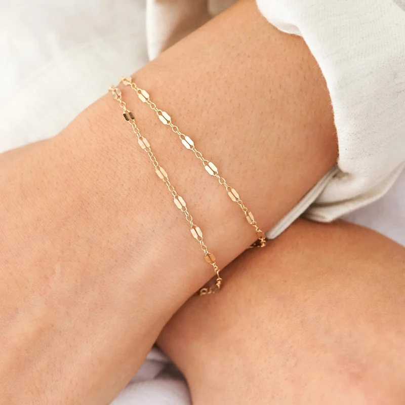 Visunion Verstellbare Goldfarbene Edelstahl-Kettenarmbänder für Frauen Großhandel Edelstahlschmuck Damenarmbänder