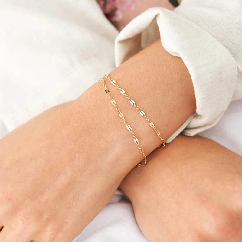 Visunion Verstellbare Goldfarbene Edelstahl-Kettenarmbänder für Frauen Großhandel Edelstahlschmuck Damenarmbänder