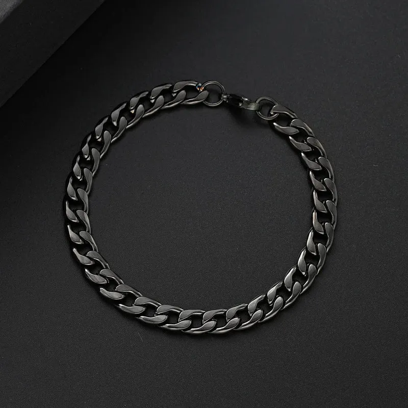 3-teiliges Edelstahl-Armband, Halskette, Ring für Männer und Frauen, Retro, schlichtes und personalisiertes Punk-Hip-Hop-Schmuckset, modische Geschenke