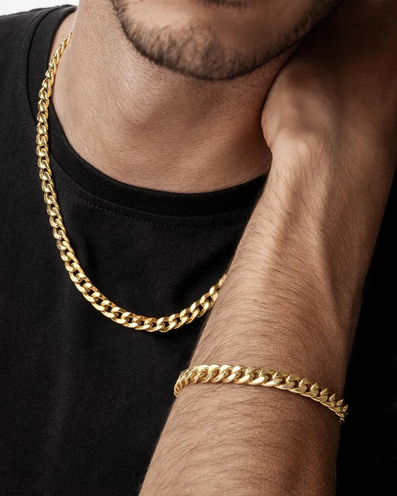 3-teiliges Edelstahl-Armband, Halskette, Ring für Männer und Frauen, Retro, schlichtes und personalisiertes Punk-Hip-Hop-Schmuckset, modische Geschenke
