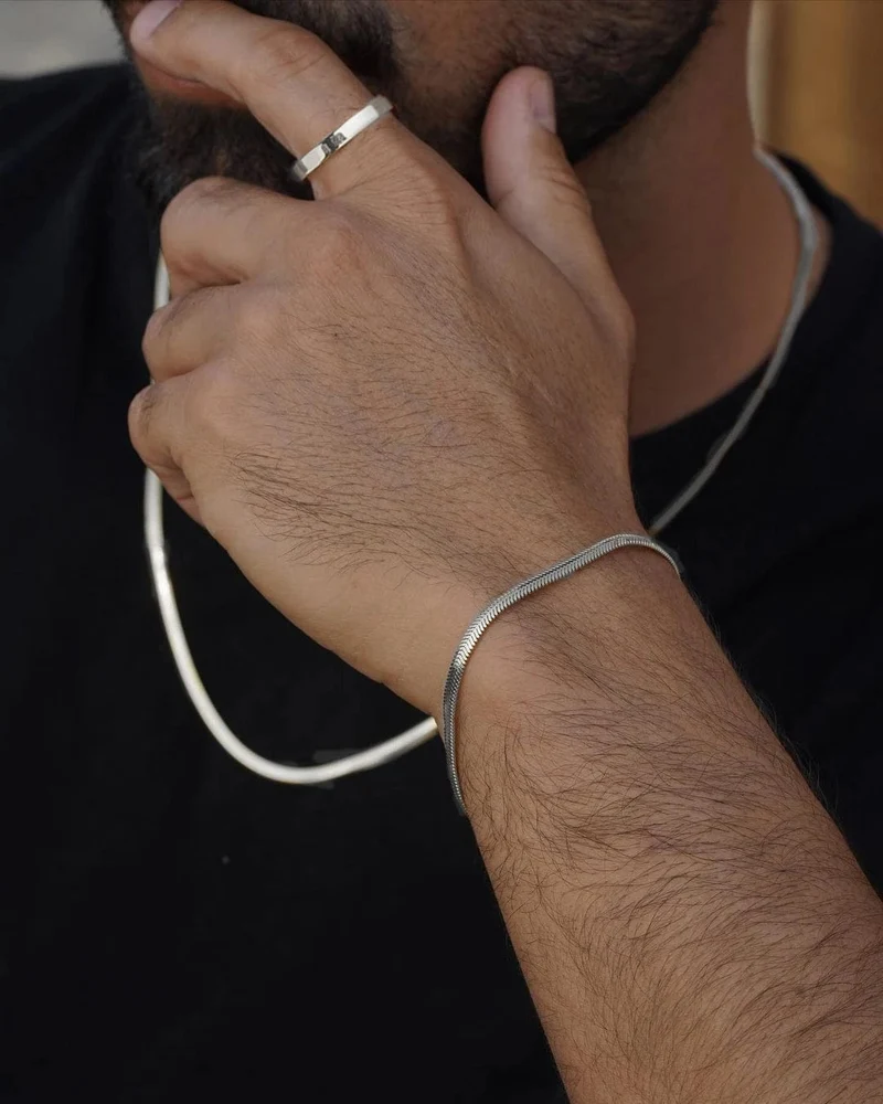 3-teiliges Edelstahl-Armband, Halskette, Ring für Männer und Frauen, Retro, schlichtes und personalisiertes Punk-Hip-Hop-Schmuckset, modische Geschenke