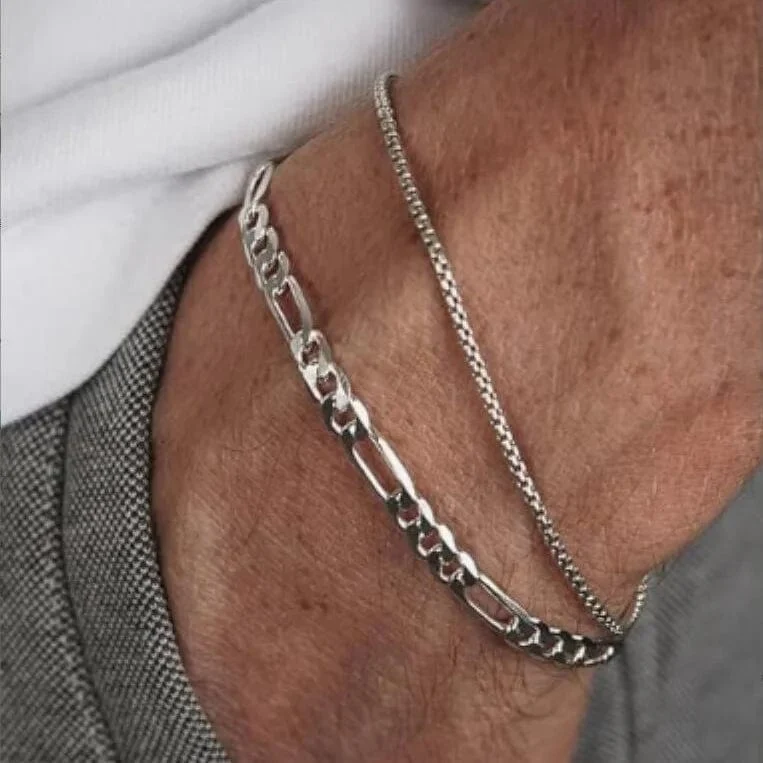 3-teiliges Edelstahl-Armband, Halskette, Ring für Männer und Frauen, Retro, schlichtes und personalisiertes Punk-Hip-Hop-Schmuckset, modische Geschenke