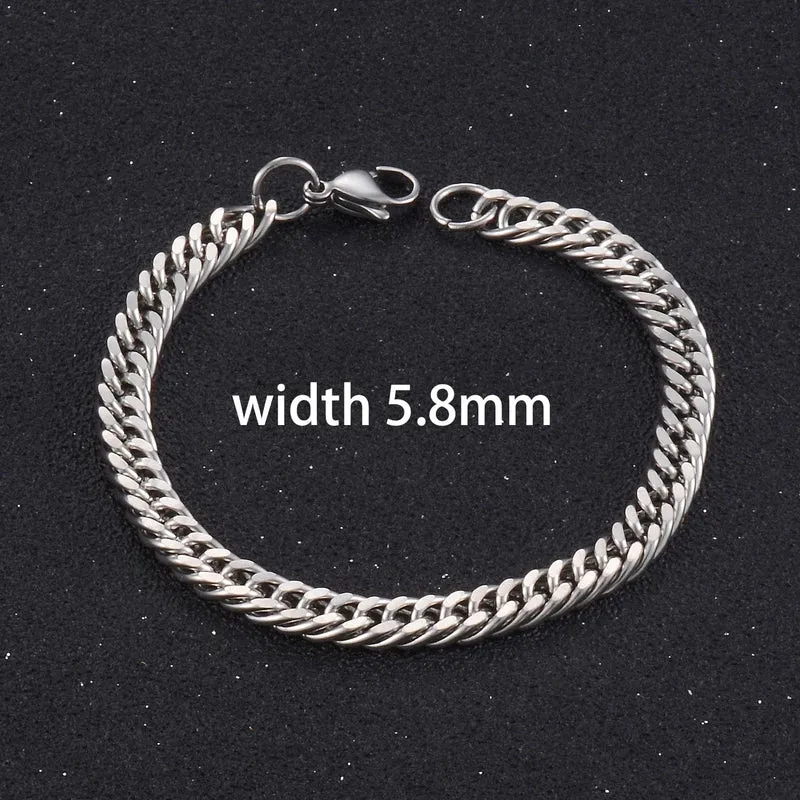 Beliebtes Herren-Edelstahl-Kuba-Armband Hochwertiger Männer- und Frauenschmuck in verschiedenen Längen