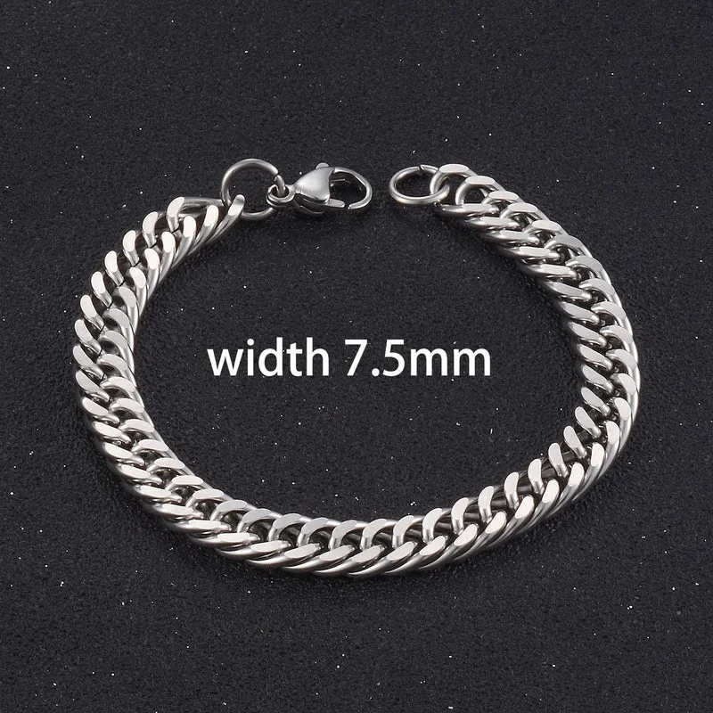 Beliebtes Herren-Edelstahl-Kuba-Armband Hochwertiger Männer- und Frauenschmuck in verschiedenen Längen