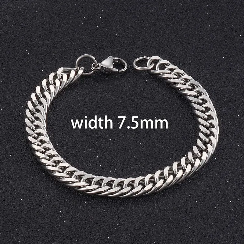 Beliebtes Herren-Edelstahl-Kuba-Armband Hochwertiger Männer- und Frauenschmuck in verschiedenen Längen