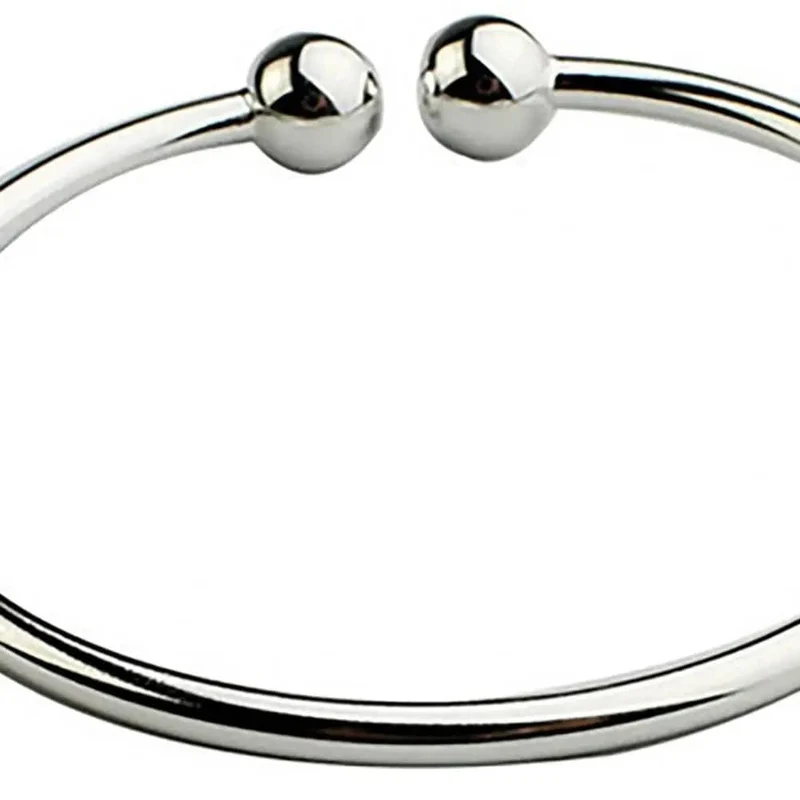19.5 cm Mode Einfache frauen Edelstahl Versilbert Offene Hand Manschette Armband Einfache Perlen Armreif