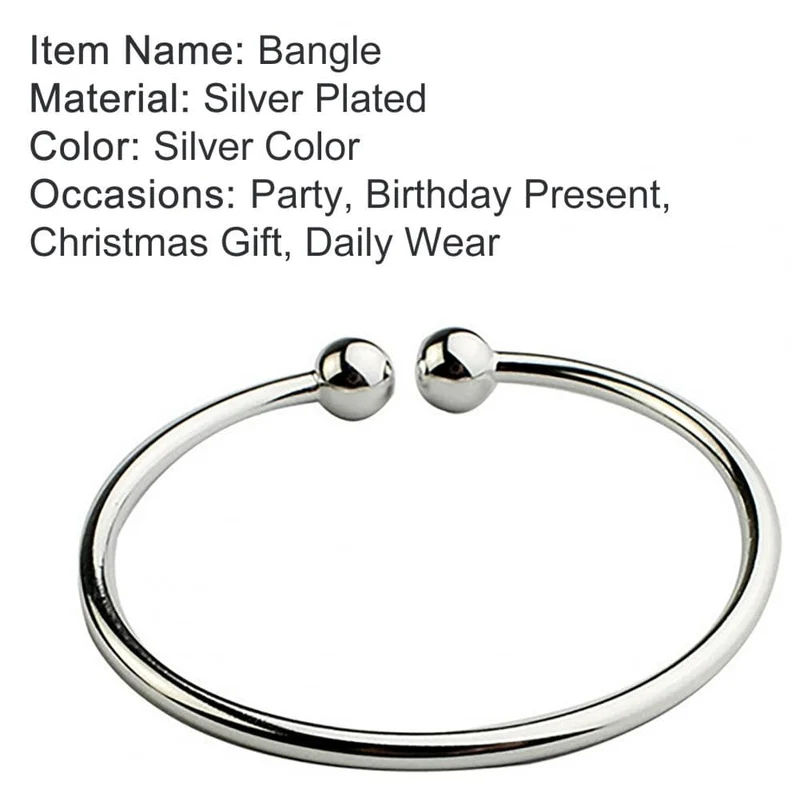 19.5 cm Mode Einfache frauen Edelstahl Versilbert Offene Hand Manschette Armband Einfache Perlen Armreif