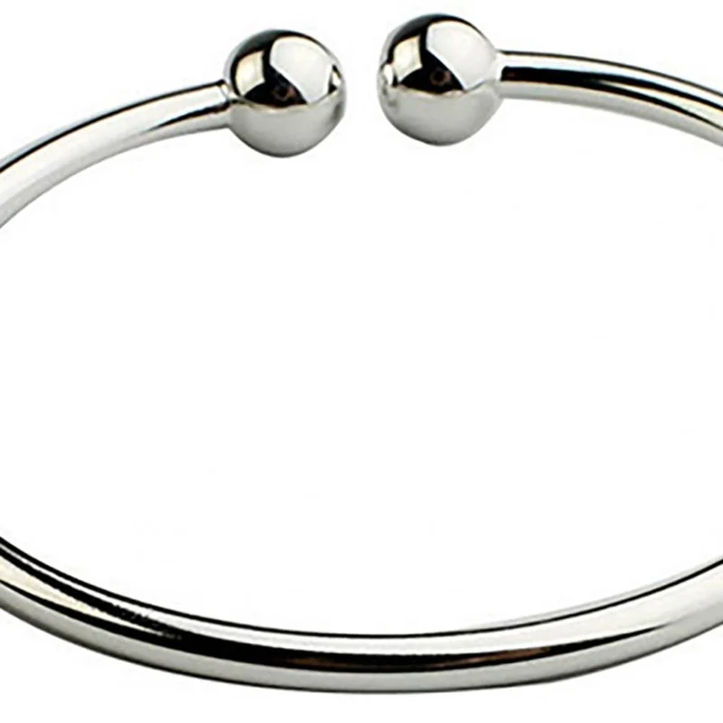19.5 cm Mode Einfache frauen Edelstahl Versilbert Offene Hand Manschette Armband Einfache Perlen Armreif