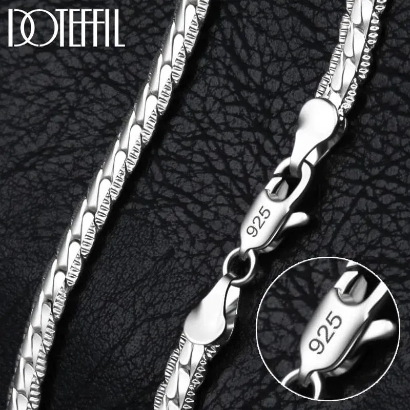 DOTEFFIL 925 Sterling Silber 6mm Seite Kette 16/18/20/22/24 Zoll Halskette Für Frauen Mann Mode Hochzeit Engagement Schmuck Geschenke