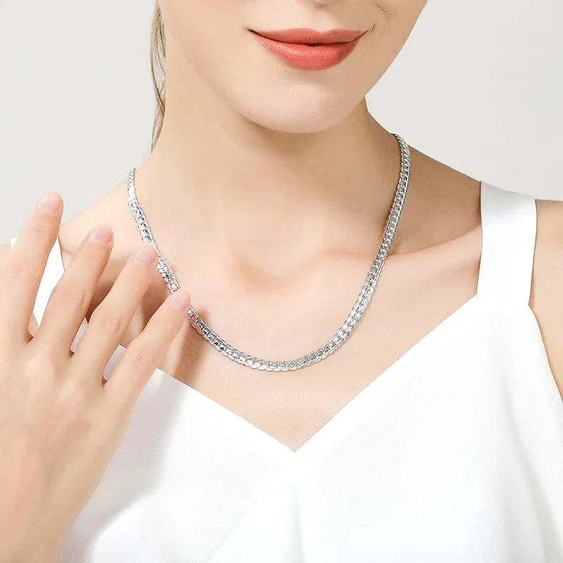 DOTEFFIL 925 Sterling Silber 6mm Seite Kette 16/18/20/22/24 Zoll Halskette Für Frauen Mann Mode Hochzeit Engagement Schmuck Geschenke