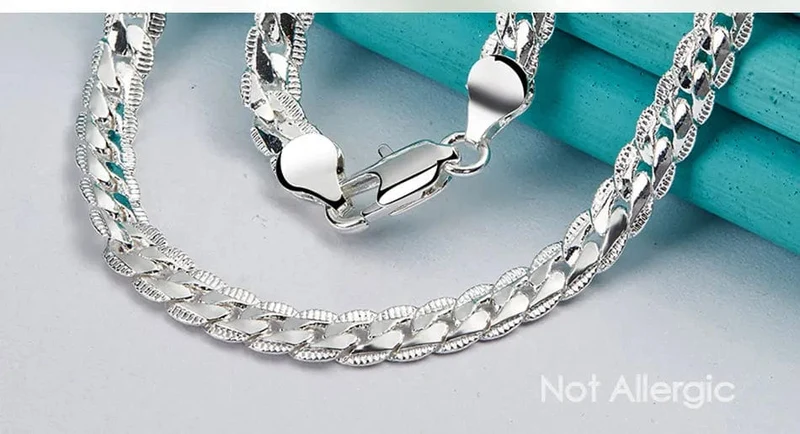 DOTEFFIL 925 Sterling Silber 6mm Seite Kette 16/18/20/22/24 Zoll Halskette Für Frauen Mann Mode Hochzeit Engagement Schmuck Geschenke