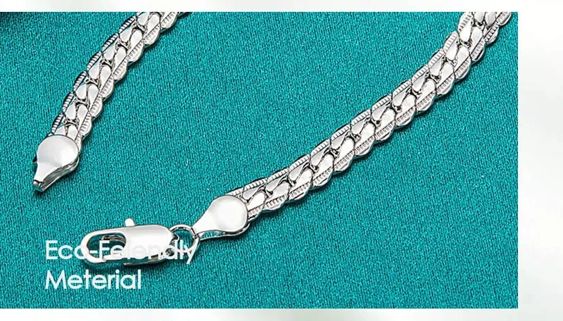 DOTEFFIL 925 Sterling Silber 6mm Seite Kette 16/18/20/22/24 Zoll Halskette Für Frauen Mann Mode Hochzeit Engagement Schmuck Geschenke