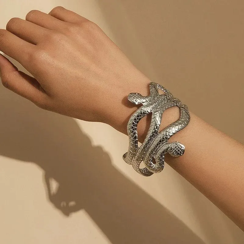 Kreative Schlangenform Armbänder Versilberter Schmuck Persönlichkeit Schlange Armmanschette Temperament Tier Öffnung Armreifen Schmuck Geschenke