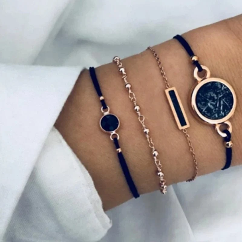 Tocona Boho Love Moon Armbänder für Frauen Charms Perle Gold Farbe Stern Klar Kristall Stein Buchstabe Seil Schmuck Zubehör 6523