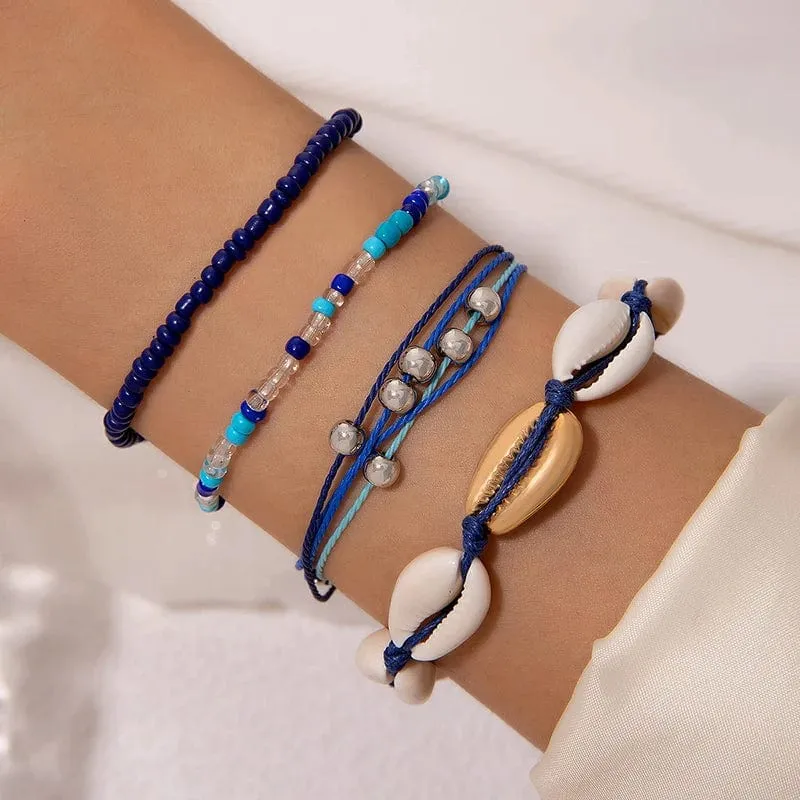 Tocona Boho Love Moon Armbänder für Frauen Charms Perle Gold Farbe Stern Klar Kristall Stein Buchstabe Seil Schmuck Zubehör 6523