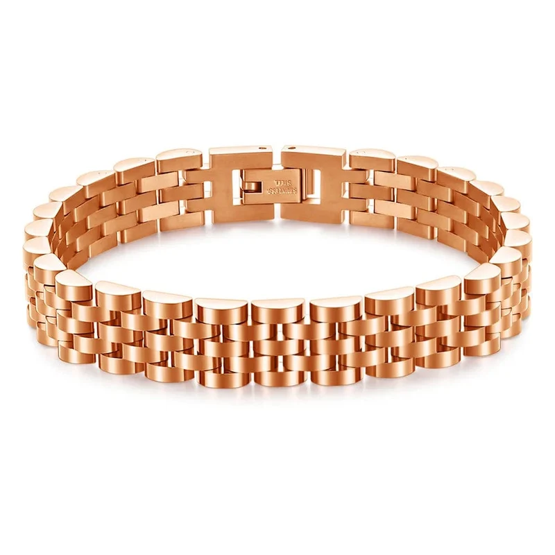 VQYSKO Trendy Minimalistisches Uhrenarmband aus Edelstahl mit Goldbeschichtung für Damen/Herren, Schmuck, Geschenke für Paare
