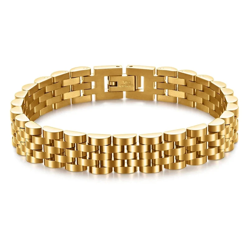 VQYSKO Trendy Minimalistisches Uhrenarmband aus Edelstahl mit Goldbeschichtung für Damen/Herren, Schmuck, Geschenke für Paare