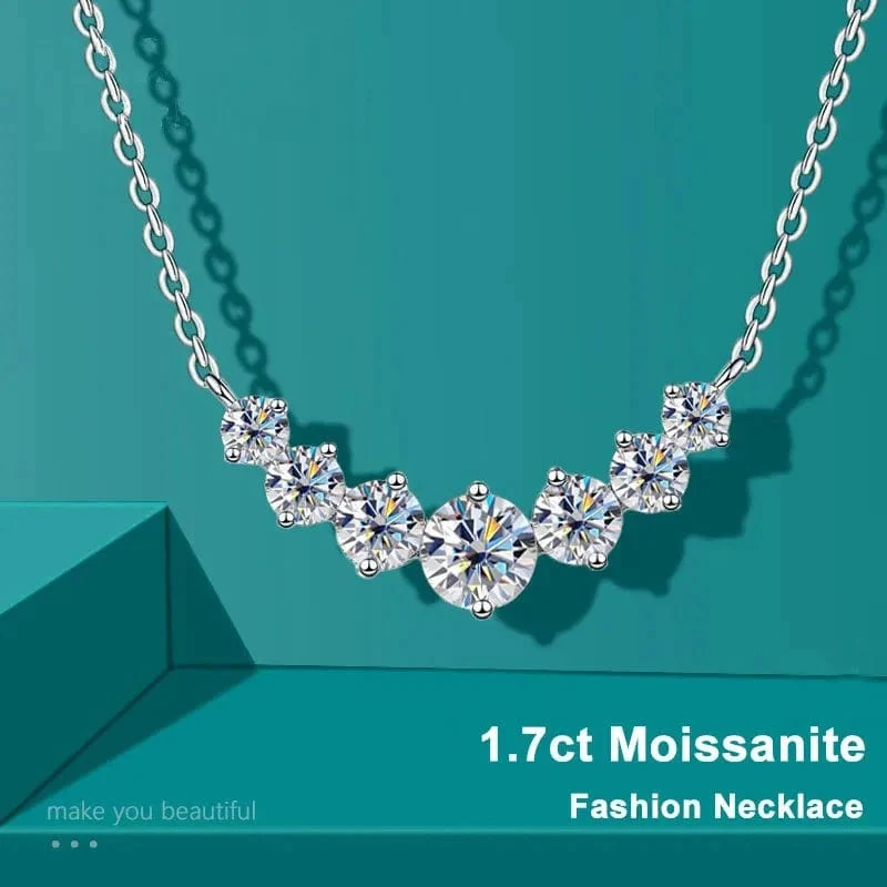 Moissanite Halskette für Frau Hochzeit Feiner Schmuck mit Zertifikaten 925 Sterling Splitter Überzogene 18k Weiß Gold Halskette