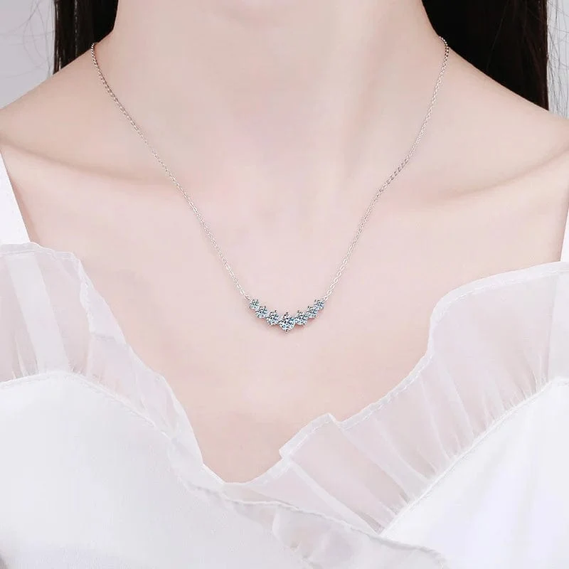 Moissanite Halskette für Frau Hochzeit Feiner Schmuck mit Zertifikaten 925 Sterling Splitter Überzogene 18k Weiß Gold Halskette