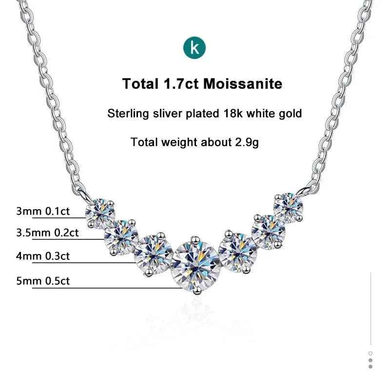 Moissanite Halskette für Frau Hochzeit Feiner Schmuck mit Zertifikaten 925 Sterling Splitter Überzogene 18k Weiß Gold Halskette