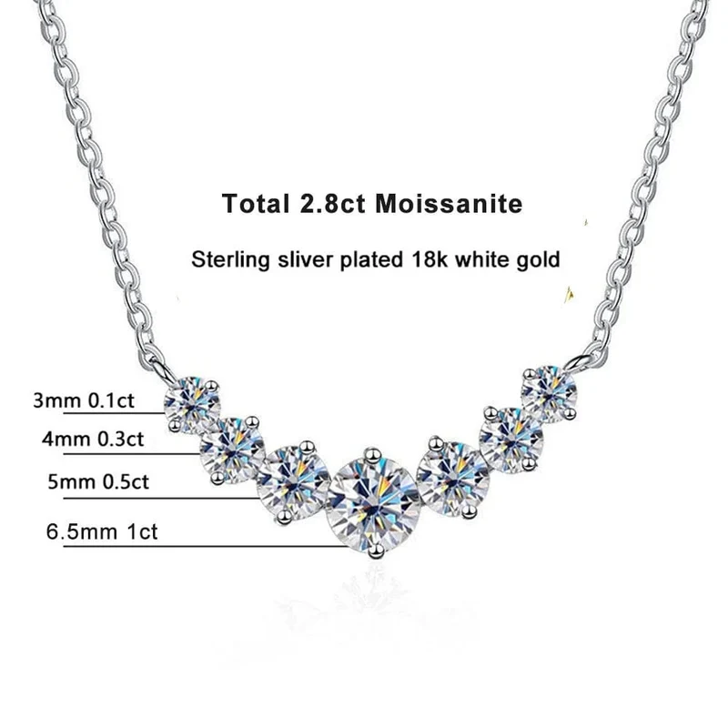 Moissanite Halskette für Frau Hochzeit Feiner Schmuck mit Zertifikaten 925 Sterling Splitter Überzogene 18k Weiß Gold Halskette