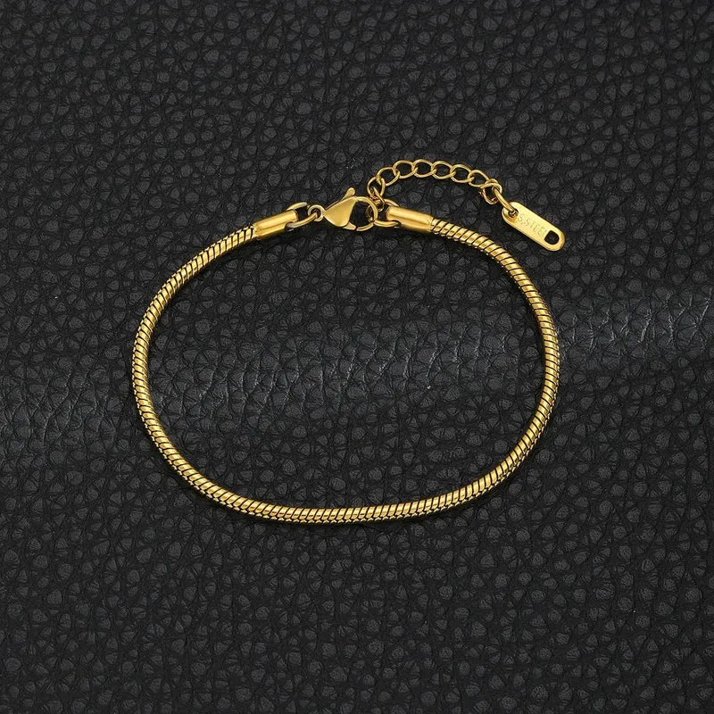 Herren Silberfarbenes Edelstahl-Armband mit Schlangenknochenkette, schlichtes, dünnes Kettenarmband für Damen, modischer Herren-Straßenschmuck