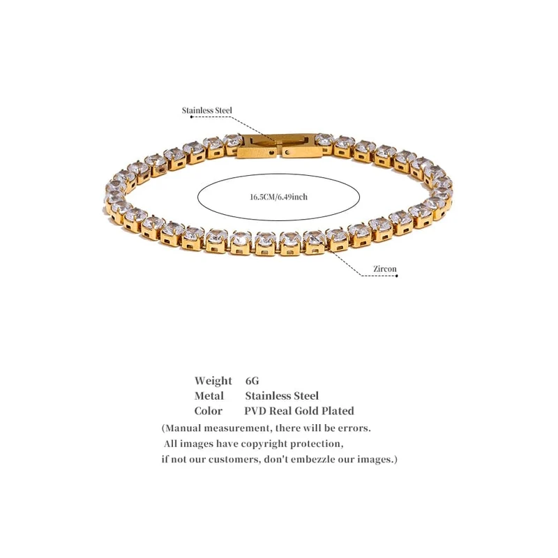 Yhpup 4mm Hochwertiger glänzender Zirkonia-Kettenarmband-Armreif für Frauen aus Edelstahl Exquisiter Premium-Schmuck Neu