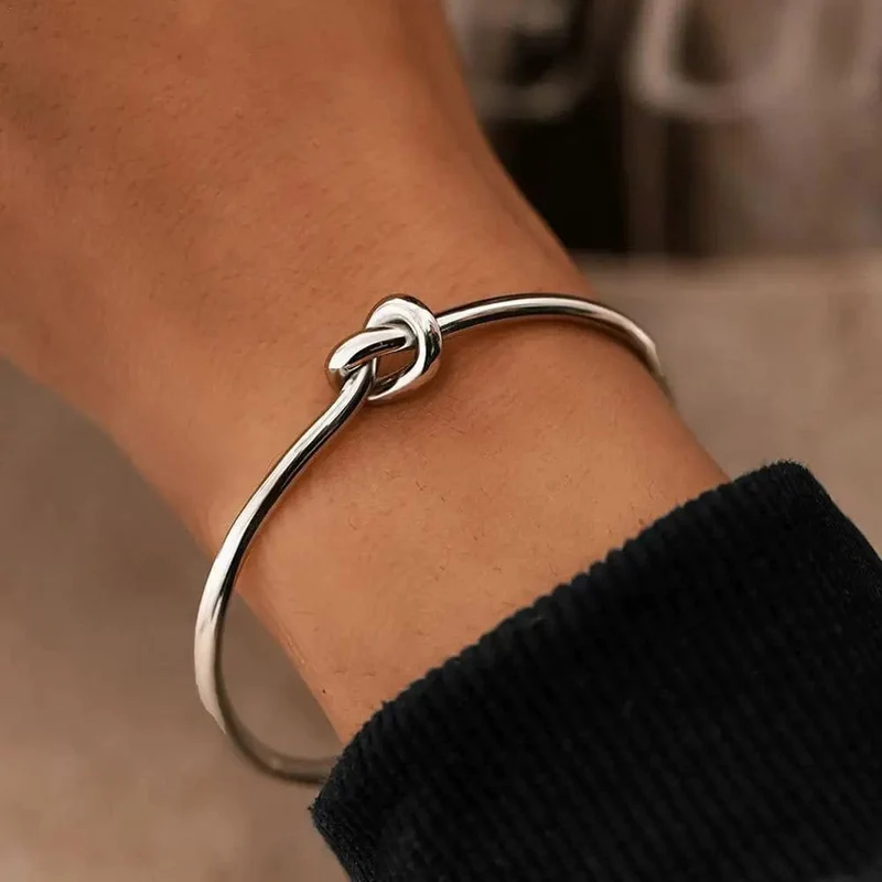 Edelstahl Armbänder Vintage Mode Woven Twist Texture Armreifen Für Frauen Schmuck Aussage Street Wear Goth Geschenke