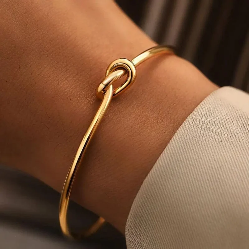 Edelstahl Armbänder Vintage Mode Woven Twist Texture Armreifen Für Frauen Schmuck Aussage Street Wear Goth Geschenke
