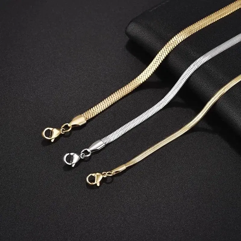 Hochwertiges, vergoldetes Edelstahl-Flacharmband, wasserdichte, hauchdünne Schlangenkette für Männer und Frauen, klassische Armbänder, Schmuck