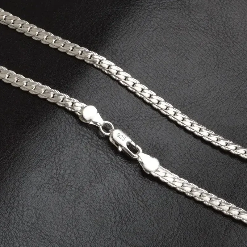 Schöne 925 Sterling Silber 6MM volle seitliche Kette Halskette für Frauen Männer Mode Schmuck Sets Hochzeitsgeschenk