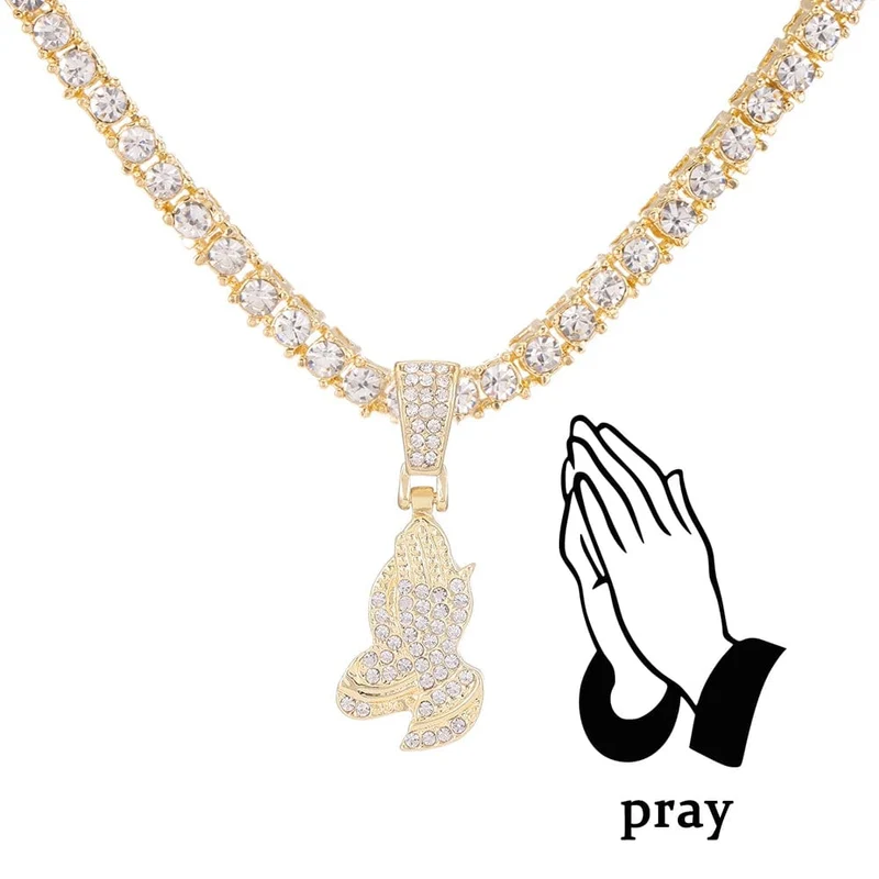 Männer Frauen Hip Hop Kreuz Anhänger Halskette mit 4mm Zirkon Tennis Kette Iced Out Exquisite Bling Schmuck Mode Trendy Kreative
