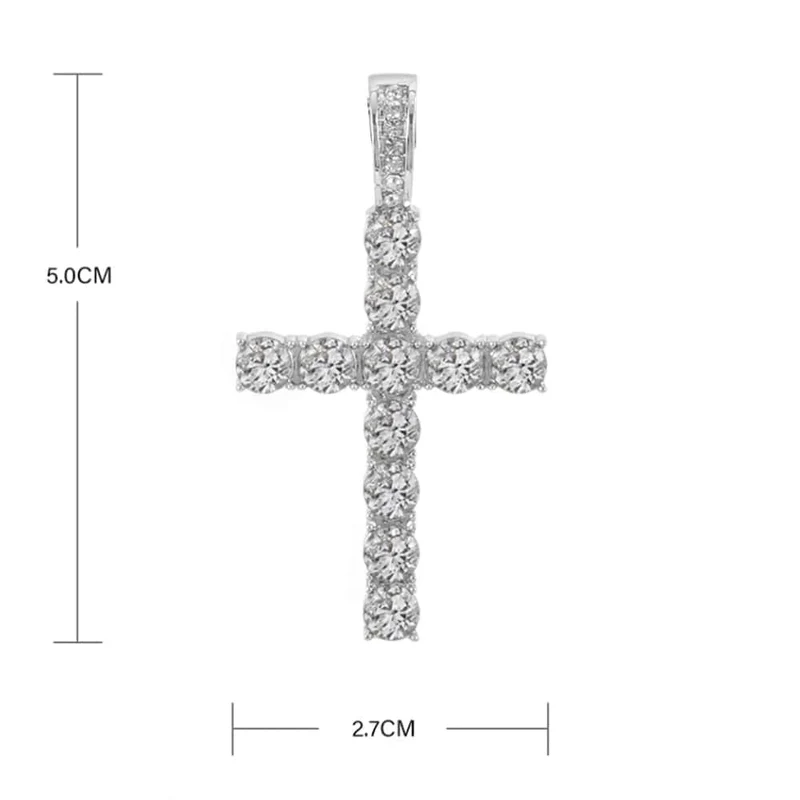 Männer Frauen Hip Hop Kreuz Anhänger Halskette mit 4mm Zirkon Tennis Kette Iced Out Exquisite Bling Schmuck Mode Trendy Kreative
