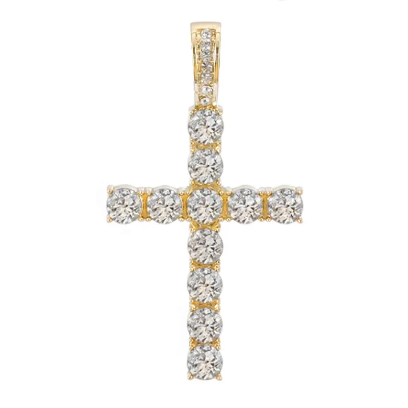 Männer Frauen Hip Hop Kreuz Anhänger Halskette mit 4mm Zirkon Tennis Kette Iced Out Exquisite Bling Schmuck Mode Trendy Kreative