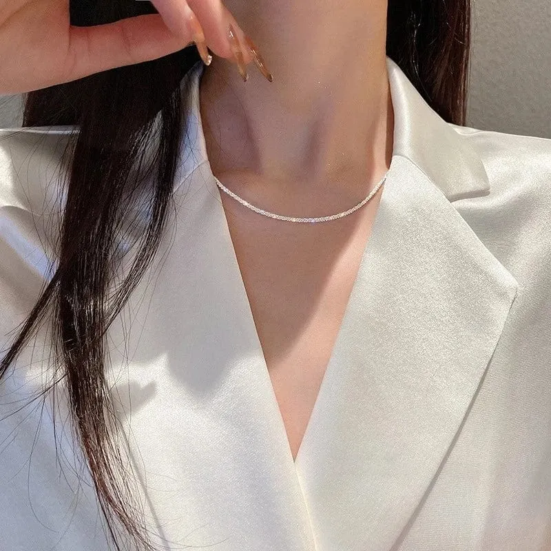 Beliebte funkelnde Halskette für Frauen Schlüsselbein Kette Halsband Modeschmuck Hochzeit Party Geburtstagsgeschenk