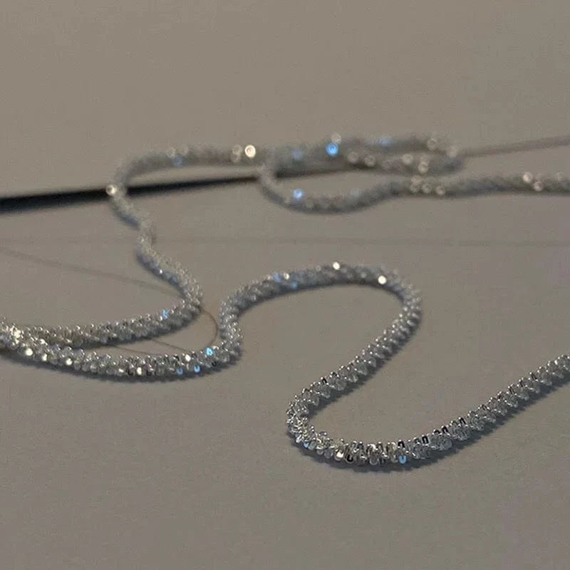 Beliebte funkelnde Halskette für Frauen Schlüsselbein Kette Halsband Modeschmuck Hochzeit Party Geburtstagsgeschenk